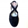Scarpa da ballo donna liscio da sala punta chiusa nabuk polvere nero suola cuoio tacco 70 rocchetto