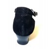 Scarpa da ballo donna liscio da sala standard punta chiusa nabuk polvere nero suola cuoio tacco 30 largo