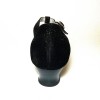 Scarpa da ballo donna liscio da sala standard punta chiusa nabuk polvere nero suola cuoio tacco 30 rocchetto