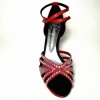 Scarpa da ballo donna latino americano ballo da sala liscio raso rosso strass boreali plateau suola cuoio tacco 85 stiletto