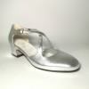 Scarpe da ballo donna ballo da sala liscio pelle argento suola cuoio pomiciato tacco 30 largo