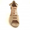 Scarpa da ballo donna latino americano ballo da sala liscio nabuk stampato beige suola cuoio pomiciato tacco 70 rocchetto