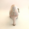 Scarpa da ballo donna latino americano ballo da sala liscio raso cipria strass boreali suola bufalo tacco 70 rocchetto