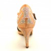 Scarpa da ballo donna latino americano ballo da sala raso flesh strass boreali plateau suola bufalo tacco 85 stiletto