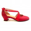 Scarpa da ballo donna ballo da sala liscio tango latino pelle glitter rosso suola cuoio pomiciato tacco 30 largo