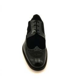 Scarpa da ballo uomo ballo da sala liscio tango cerimonia camoscio vernice nero suola cuoio pomiciato tacco 25 sottotacco gomma