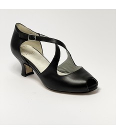 Scarpa da ballo donna latino americano ballo da sala liscio pelle nero suola cuoio pomiciato tacco 50 rocchetto