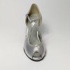 Scarpa da ballo donna latino americano ballo da sala liscio pelle argento strass suola bufalo tacco 70 rocchetto