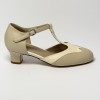 Scarpa da ballo donna ballo da sala liscio pelle carne e beige suola cuoio pomiciato tacco 40 largo