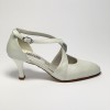 Scarpa da ballo donna ballo da sala liscio cerimonia sposa pelle bianco perlato suola cuoio pomiciato tacco 65 rocchetto