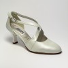 Scarpa da ballo donna ballo da sala liscio cerimonia sposa pelle bianco perlato suola cuoio pomiciato tacco 65 rocchetto