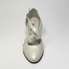 Scarpa da ballo donna ballo da sala liscio cerimonia sposa pelle bianco perlato suola cuoio pomiciato tacco 65 rocchetto