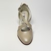 Scarpa da ballo donna ballo da sala liscio cerimonia sposa memory pelle avorio perlato suola cuoio pomiciato tacco 65 rocchetto