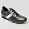 Scarpa da ballo uomo latino americano ballo da sala liscio tango pelle nero argento suola bufalo zeppa 2 cm