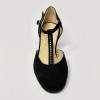 Scarpa da ballo donna ballo da sala liscio standard camoscio nero strass suola bufalo tacco 30 largo