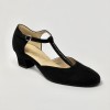 Scarpa da ballo donna ballo da sala liscio standard camoscio nero strass suola bufalo tacco 30 largo