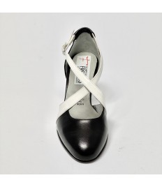 Scarpa da ballo donna ballo da sala liscio latino tango pelle nero bianco suola cuoio pomiciato tacco 70 rocchetto