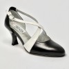 Scarpa da ballo donna ballo da sala liscio latino tango pelle nero bianco suola cuoio pomiciato tacco 70 rocchetto