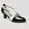 Scarpe da ballo donna ballo da sala liscio tango latino pelle nero bianco suola cuoio pomiciato tacco 50