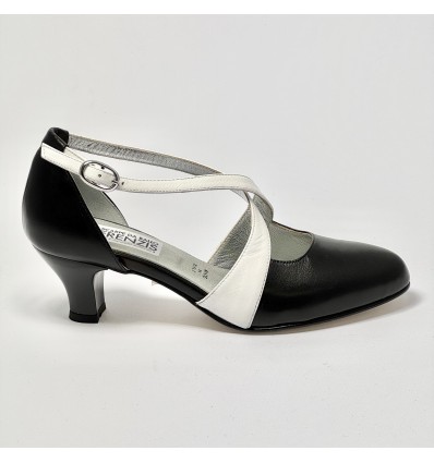 Scarpe da ballo donna ballo da sala liscio tango latino pelle nero bianco suola cuoio pomiciato tacco 50