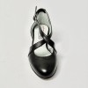 Scarpa da ballo donna ballo da sala liscio latino tango sottopiede memory pelle nero suola cuoio pomiciato tacco 30 largo