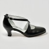 Scarpa da ballo donna ballo da sala liscio latino tango sottopiede memory pelle nero suola cuoio pomiciato tacco 50